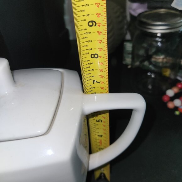 White Square Ceramic Modern Teapot/Coffee Pot 8.5" H with Lid - Picture 8 of 8